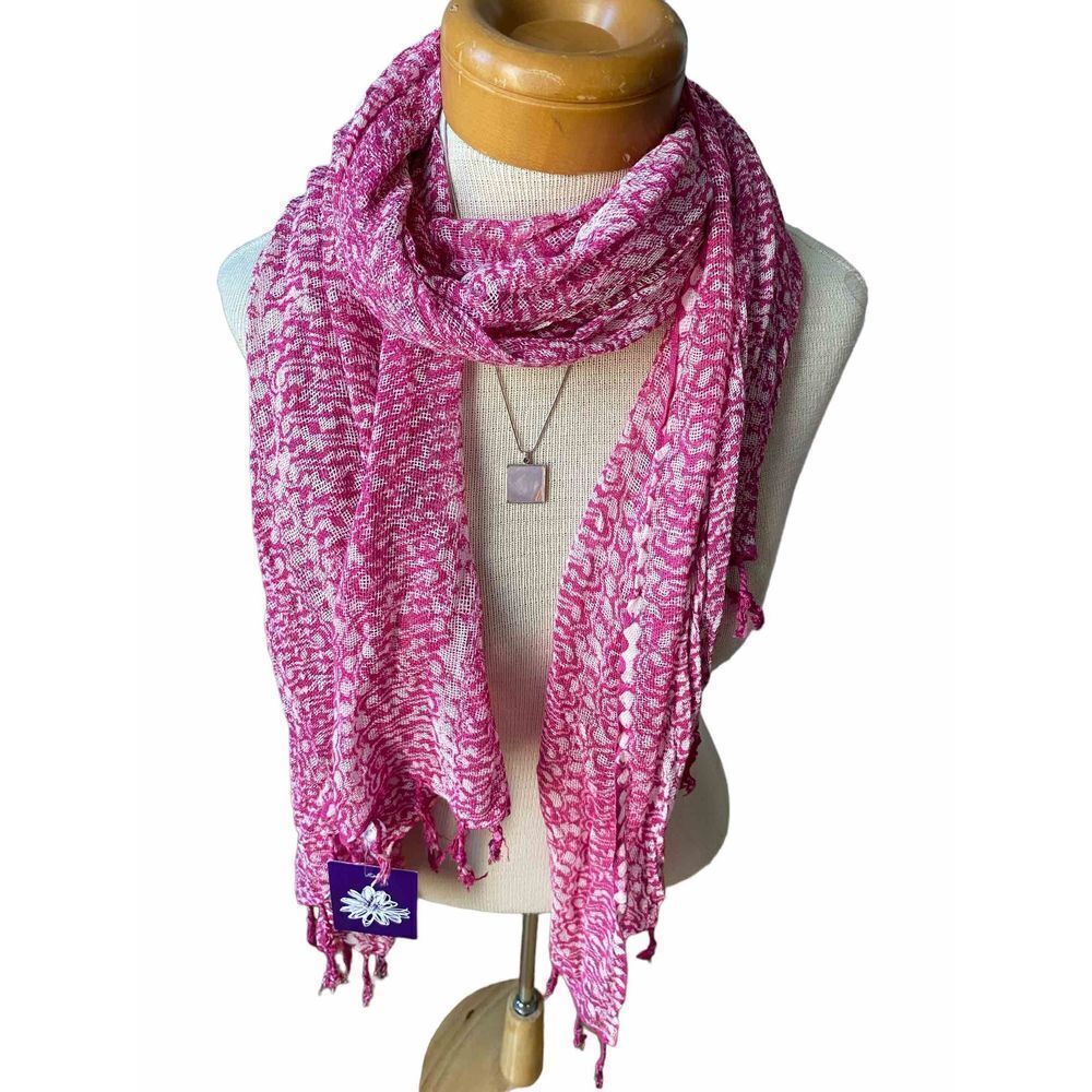 Sarah Stewart hand printed hand dyed scarf rose magenta NWT